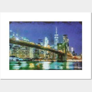 Midnight in NewYork, Canvas Painting of NY city Posters and Art